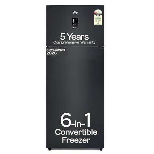 Image of Godrej 436 L 1 Star| New Launch| 5 Years Comprehensive Warranty| 6-in-1 Freezer Convertible| 95%+ Food Surface Disinfection| Inverter Frost Free Refrigerator (RF EON 438AN RCI MT BK, Matte Black)