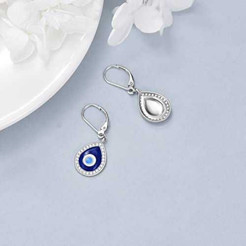 YAFEINI Evil Eye Earrings Sterling Silver Leverback Evil Eye Dangle Drop Earrings Turkish Protection Jewelry for Women3