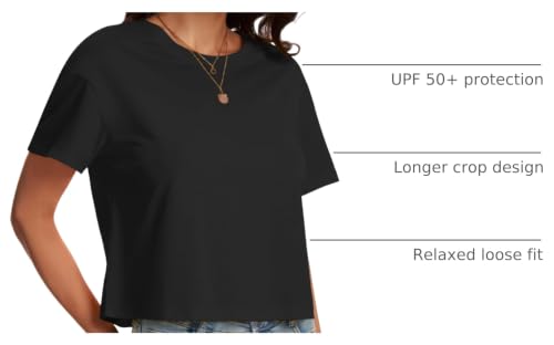 Image of SMENG Women's Workout Crop Tops UPF50+ Cotton Soft Breathable Tshirt Loose Short Sleeve Yoga Athletic Shirt