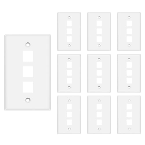 Insertos modulares y placas de pared Keystone 3 puertos para cable de red blanco 10ud 2