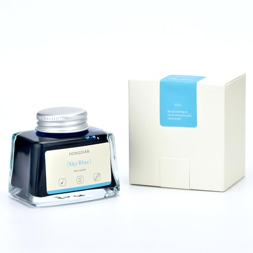 Image of Hongdian Fountain Pen Bottled Ink Sky Blue Color, 60ml Non Carbon Inkwell Bottle, Artist Calligraphy Ink
