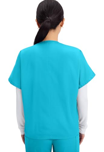 Image of Cherokee Scrubs for Women and Men Unisex V-Neck Tunic Nursing Scrub Top with Chest Pocket, Tuckable Durable Fabric - 4777 | 1 Chest Pocket For Essentials, Traditional Fit, Durable Construction, Comfortable Knit Details, Easy Care, Tuckable Style