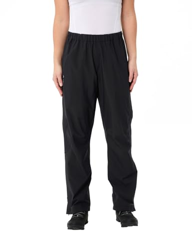 VAUDE Regenhose Damen Fluid Full-Zip Pants II, schwarz - Größe 40, wasserdichte Outdoorhose - Wassersäule 10.000 mm, Fahrradhose atmungsaktiv & Winddicht, 2-Lagen Überhose schnell überziehbar