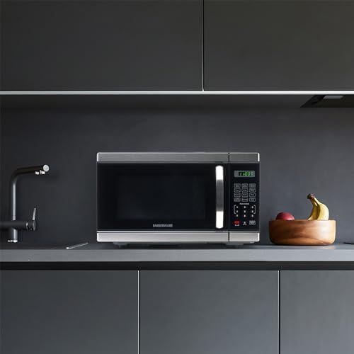Farberware 1.1 Cu. Ft. Countertop Microwave Oven – 1000 Watt Power, Auto Cook Settings, Defrost, Easy Clean and Child Safety Lock - Stainless