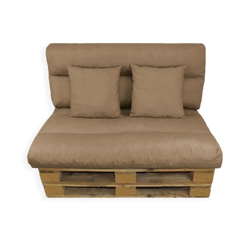 Acomoda Textil - Cojines Sofá Palets 120x80 cm. Conjunto 4 Piezas Desenfundable, Lavable y Mullido de Tela para Interior y Exterior, NO Incluye PALETS. (Arena)