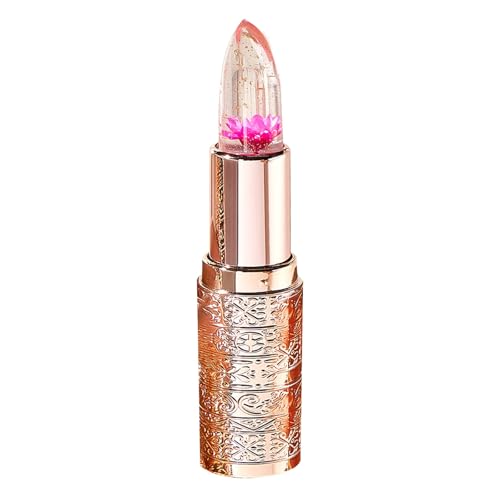 Lipgloss Farbe Flower Jelly Lippenstift-Set, Temperaturwechsel-Feuchtigkeitscreme, anhaltender, nahrhafter Balsam, Farbwechsel-Lipgloss Schminkkoffer Set (C, One Size)