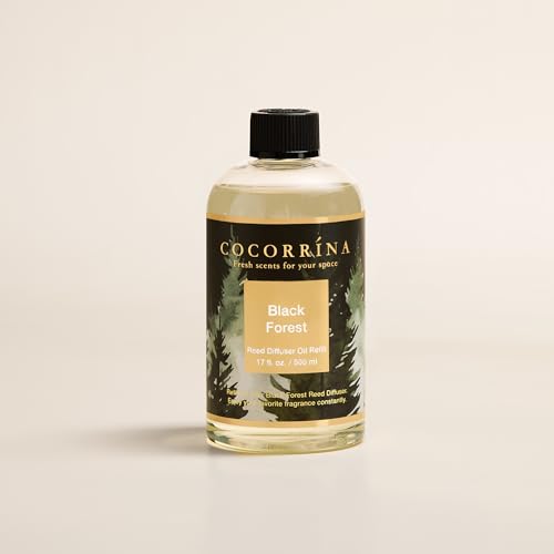 COCORRÍNA Reed Diffuser Refill with 8 Sticks, Black Forest 500ml Scented Oil Refill for Reed Diffuser Home Fragrance for Bedroom, Bathroom Office Home Décor
