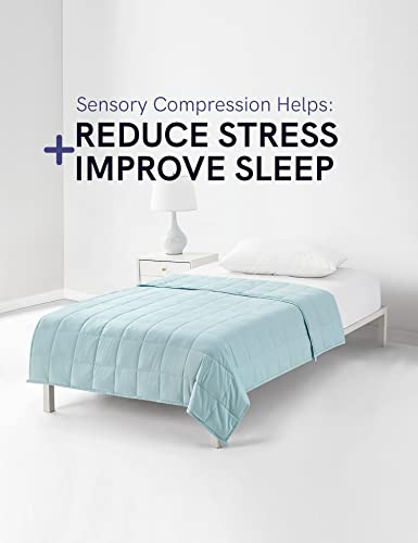 YnM Weighted Blanket,Heavy 100 Percent Oeko-Tex Certified Cotton Material(Light Blue, 80''x87'' 25lbs), Two Persons(110~190lb) Sharing Use on Queen/King Bed | A Duvet Included