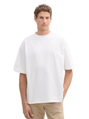 TOM TAILOR Denim Herren Oversize Basic T-Shirt, White, XXL