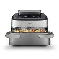 Philips Steam Airfryer 5000 Series Megabasket - Heißluftfritteuse mit Dampf-Funktion - Steam, Airfry, SteamFry, 9.5L Megabasket oder 3L + 6L Dual Basket, Korbtrenner, Dampfreinigung (NA565/00) – Ansicht 1