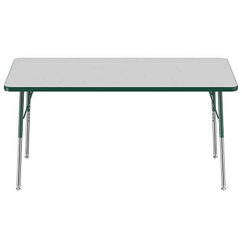 FDP 30" x 60" Rectangle Table with Swivel Glide Legs - Gray/Green