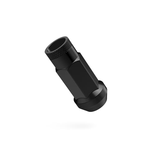 Image of StanceMagic 20pcs Black 1 /2x20 Extended Tuner Lug Nuts - Open End, Cone Seat, 50mm (2 inch) Length, 22mm (0.87 inch) Width, 17mm Hex - Compatible with Ford Lincoln Dodge Jeep and More