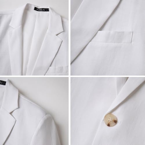 WZIKAI Men's Casual Linen Blazer Slim Fit Two Button Lightweight Suit Jacket4