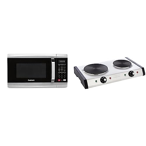 Image of Cuisinart CMW-70 Stainless Steel Microwave Oven, Silver & Cast-Iron Double Burner, 11.5"(L) x 19.5"(W) x 2.5"(H), Silver