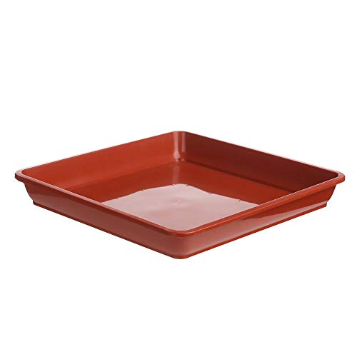 Bandeja para macetas, bandeja de plástico para plantas, bandejas de goteo de plantas, maceta de jardín, bandeja cuadrada para macetas (15 x 15 cm, rojo)