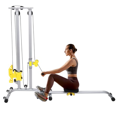 CheriMuMu Multifunctional Fitness Rack, Heavy Duty Foldable Strength Training Fitness Equipment, Adjustable Height Multi-Function Free Standing Power Rack for Garage & Home Gym (Silver)