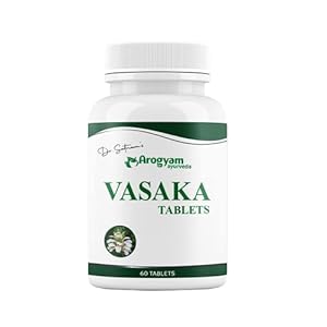 AROGYAM Vasaka Tablets 500mg, Adathoda vasica Tablets, Herbal Ayurvedic, Wellness Respiratory (60 Tablets)