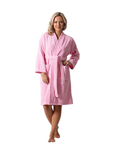Image of Luxurious Turkish Terry Kimono Collar Super-Soft Terry Absorbent Bathrobes for Women