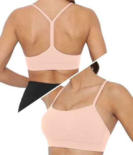 Image of Sports Bra for Women Low Impact Racerback Workout Bras Sexy Thin Straps Yoga Sport Bras with Removable Pads