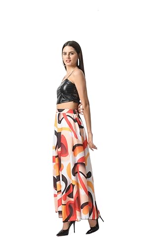 Image of VAGISHA Printed Casual Long Western Skirts for Women's & Girls |Stretchy Flared Maxi Skirt|Elastic Waist Skirts|Western Ethnic Skirts