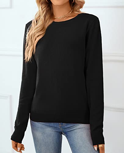 Image of QUALFORT Women's 100% Cotton Sweater, Basic Lightweight Long Sleeve Pullover