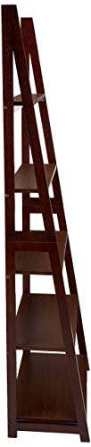AmazonBasics Modern 5-Tier Ladder Bookshelf Organizer with Solid Rubber Wood Frame, Espresso