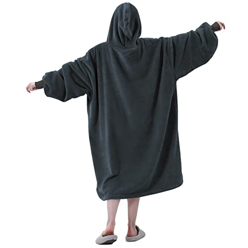 Image of Easy-Going Oversized Flannel Wearable Blanket Hoodie for Adults, One Size Fits All