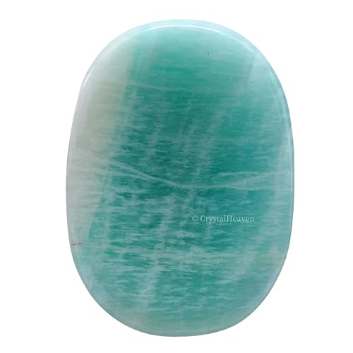 Image of Certified Amazonite Crystal Thumb Worry Pebbles Stones for Anxiety Stress Relief Massage - AAA Grade Original Healing Gemstone Agate Rubbing Stone for Yoga Meditation Spiritual Reiki Feng Shui