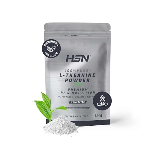 HSN L-Teanina en Polvo | 250 mg por Dosis Diaria | 150g | Aminoácido Natural del Té Verde en Forma Libre | 100% L-Teanina Pura Sin Aditivos | Vegano, Sin Gluten, No-GMO | No Incluye Dosificador
