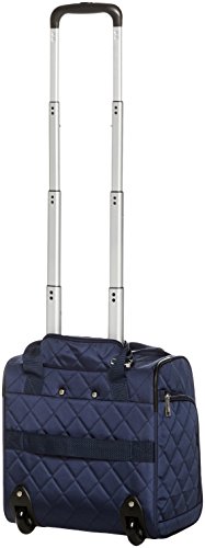 AmazonBasics Underseat Carry-On Rolling Travel Luggage Bag, 14 Inches, Navy Blue Quilted