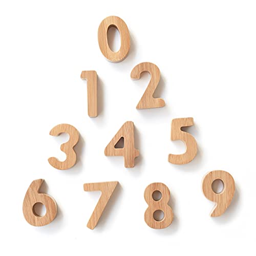 Image of Wee Gallery Bamboo Numbers Set - Number Learning for Baby, Toddler, Preschool Age Kids - Interactive Wooden Numbers to Stimulate Early Development Through Educational Toys