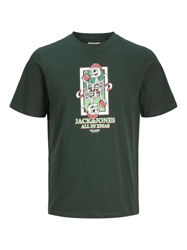 JACK&JONES Herren JJXMAS Christmas Skull Tee SS Crew Neck T-Shirt, Scarab, S – Ansicht 1