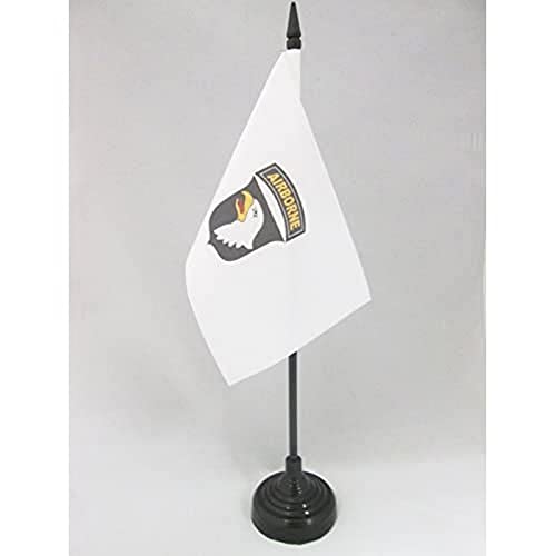 AZ FLAG - USA Airborne with white eagle Table Flag 4'' x 6'' - American Office Mini Banner 100% Polyester 15 x 10 cm - Mini Desk Flag with 10'' Pole and Black Plastic Base