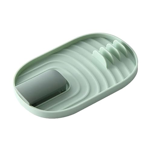 Image of Kitchen Spoon Rest with Pot Lid Holder, 2-in-1 Heat Resistant Utensil Rest Stand with Drip Tray, Countertop Spatula Holder for Spoon, Ladle, Turner & Cooking Tools, Easy Clean Kitchen Organizer