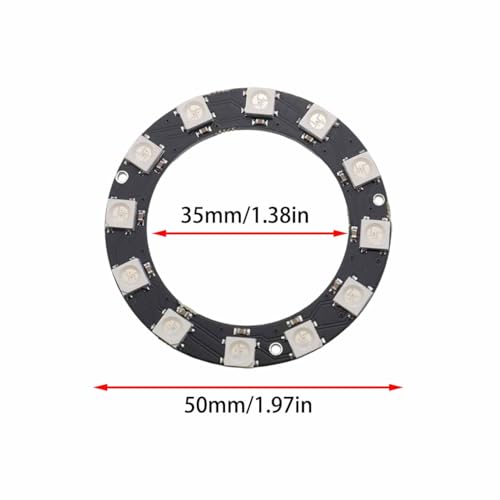 2 piezas controlador anillo luz RGB WS2812 12 LEDs miniatura 2