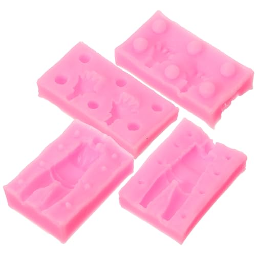 Amosfun Molde de Silicona para Hornear de 4 Piezas Mini Moldes para Arcilla y Chocolate en Color Rosa para Dulces y Fondant Utensilio para Repostería y Decoración de Fiestas
