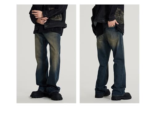 Jeans Pants Trousers Denim Wide Leg Floor Versatile Men's Washed3