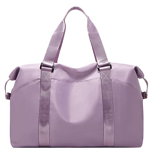 Forestfish Travel Duffel Bags For Women With Trolley Sleeve, Weekender Overnight Carry On Bag Lightwight Waterproof, Purple