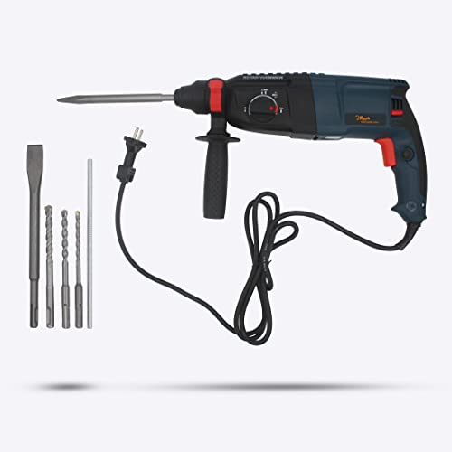 Image of Hillgrove HGHD26DG3 All Purpose 26mm Hammer Impact Drill Machine Forward /Reverse Rotaion with 5 Bits for Making Holes in Metal /Wood /Concrete Hammer Drill (26 mm Chuck Size, 1200 W)