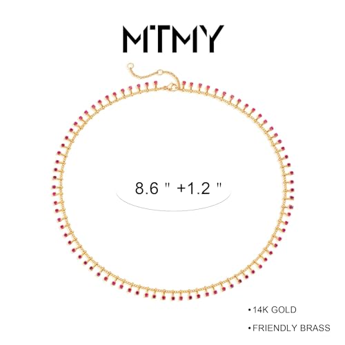 Image of MTMY Gold Anklets for Women 14K Gold Plated Tiny Bead Anklet Colorful Tassel Foot Chain Dainty Adjustable Cute Summer Beach Boho Anklets Jewelry Gift
