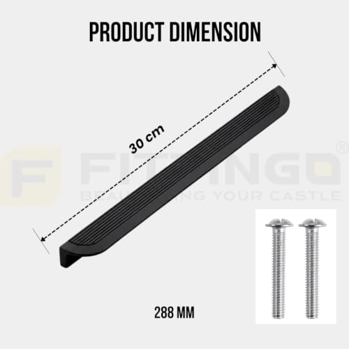 Image of VEZEL Aluminium Cabinet Handle /Wardrobe Handle - Modern Cabinet Pull for Wardrobe, Drawer & Cabinets Furniture, Silk Black, 288mm - Pack of 4-| 3 Years Warranty |