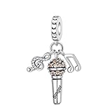 GOINEVA Microphone Charm 925 Sterling Silver Charm Fits Women's Charm Bracelet & Necklace Jewelry Gifts for Women