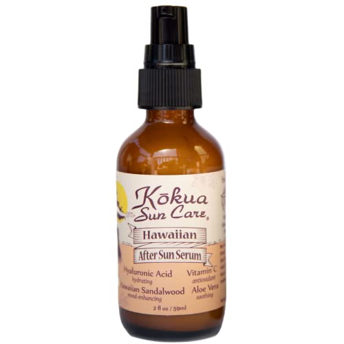 Kokua Sun Care After Sun Serum with Aloe Vera | 2oz | Hyaluronic Acid & Sandalwood | Vitiman C | After Sun Lotion, Aleo Vera Gel For Face, Sunburn Relief, Beach Vacation Essentials, Travel Size Lotion