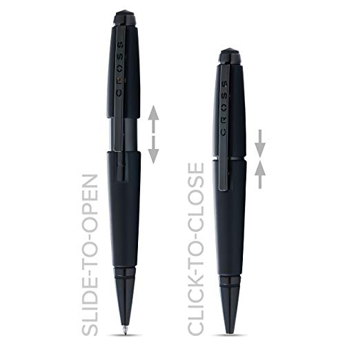 Image of Cross Edge Matte Black Rollerball Pen - Refillable, Medium Point, Black Ink, Premium Gift Box