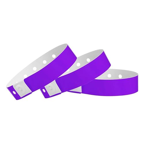 Image of 500 WristCo Purple Plastic Wristbands for Events | Extended Wear, Security Snap Prevents Reuse - USA Made Bracelet for Hospital & Medical ID, Party & VIP Identification