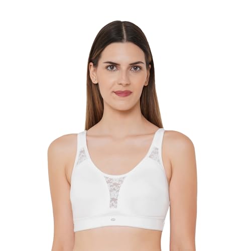 Image of SOIE Women's Full Coverage Minimizer Bra|Non Wired, Non Padded, Triple Layered Cups|Breathable Stretch Cotton with Lace & U-Back Support
