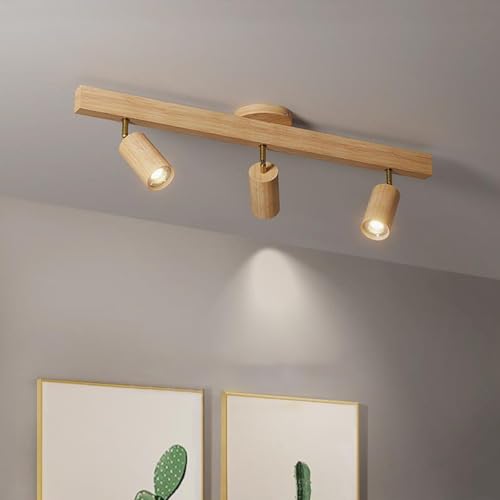 MIXL - Modern 3 Light Track Lighting Fixture,Wood Ceiling Spot