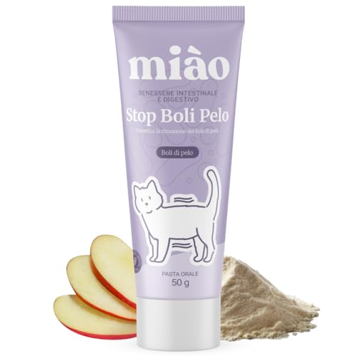 Miào Stop Boules de Poils Chat Pâte – Soutien Intestinal pour Éliminer Les Boules de Poils, Réduit Haut-Le-Cœur et Régurgitations avec Fibres et Psyllium, Pâte au Malt pour Chats