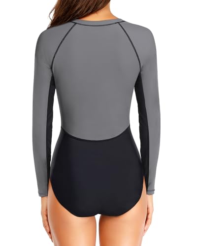 Image of Daci Women One Piece Long Sleeve Swimsuits Rash Guard Built in Bra UPF 50+