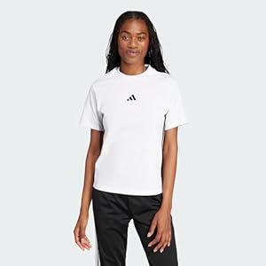 adidas Women's Essentials 3-Stripes Cotton T-Shirt, White/Black, S